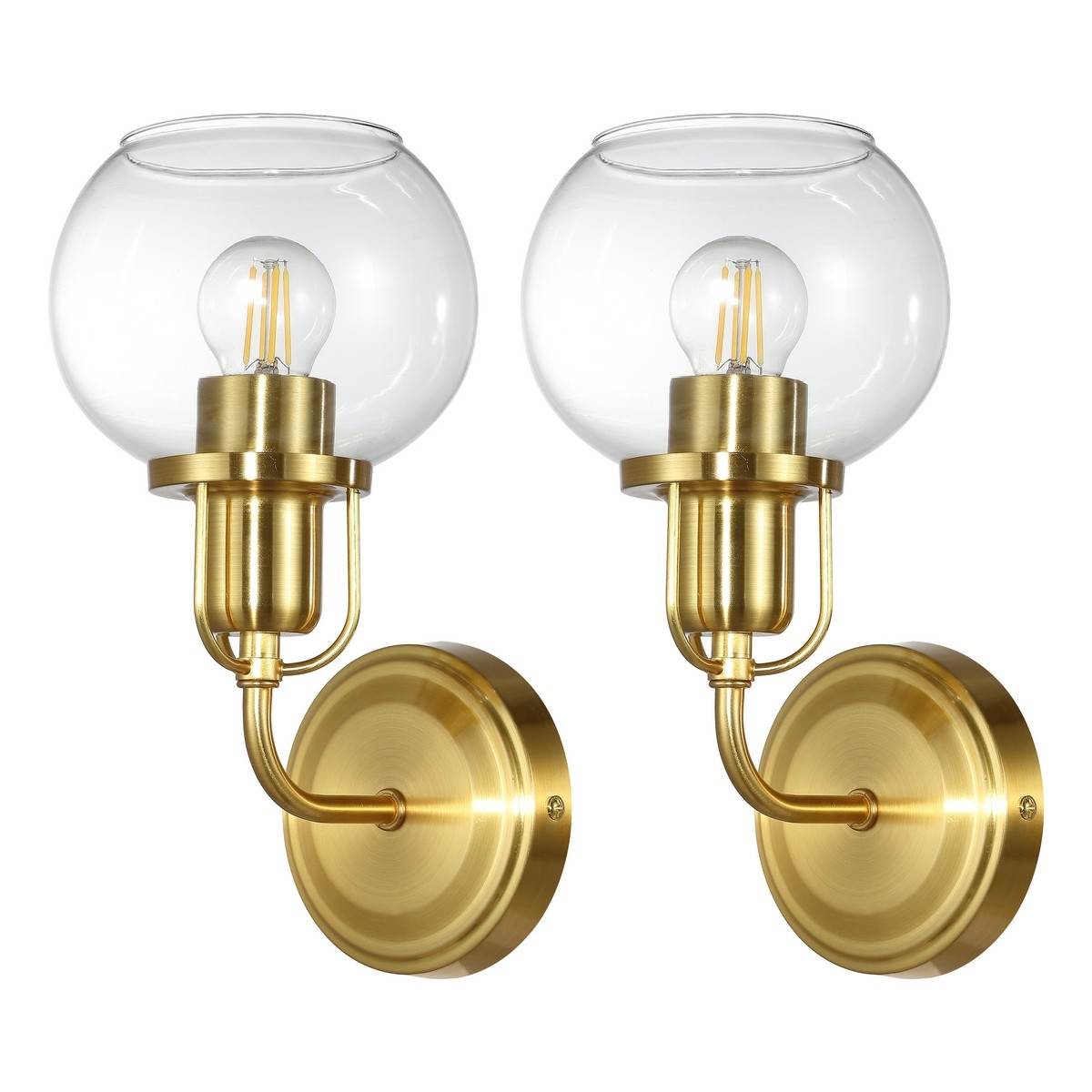 Huron 6.25" Wall Sconce - Brass / Clear - Safavieh - Image 0