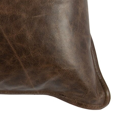 Hagedorn Stitched Details Rectangular Faux Leather Pillow Cover & Insert, 26" x 14" - Image 1