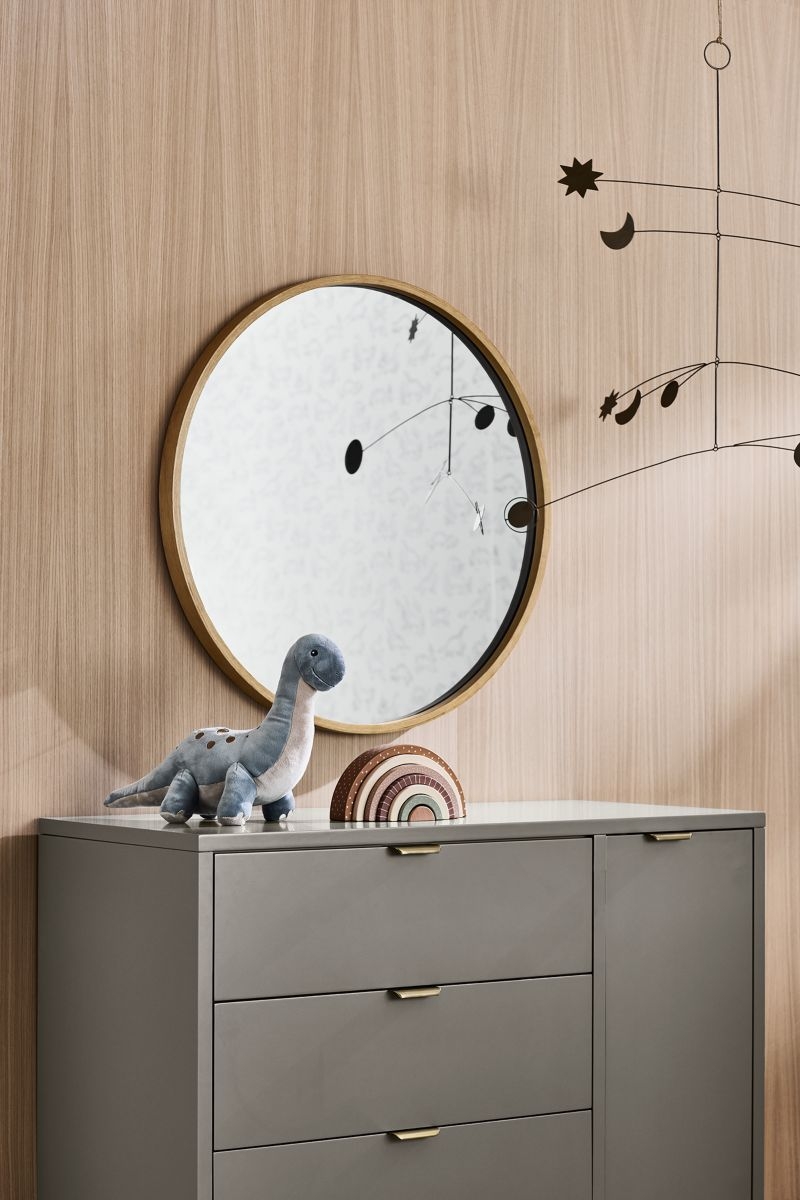 Classic 44" Laurel Green Wood 3-Drawer Kids Dresser with Door - Image 2