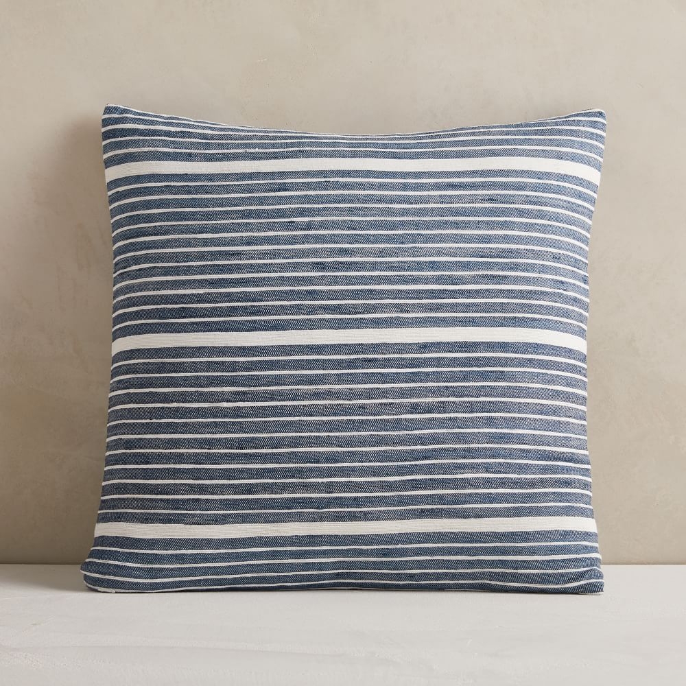Silk Mini Stripe Pillow Cover, Midnight, 20"x20" - Image 0