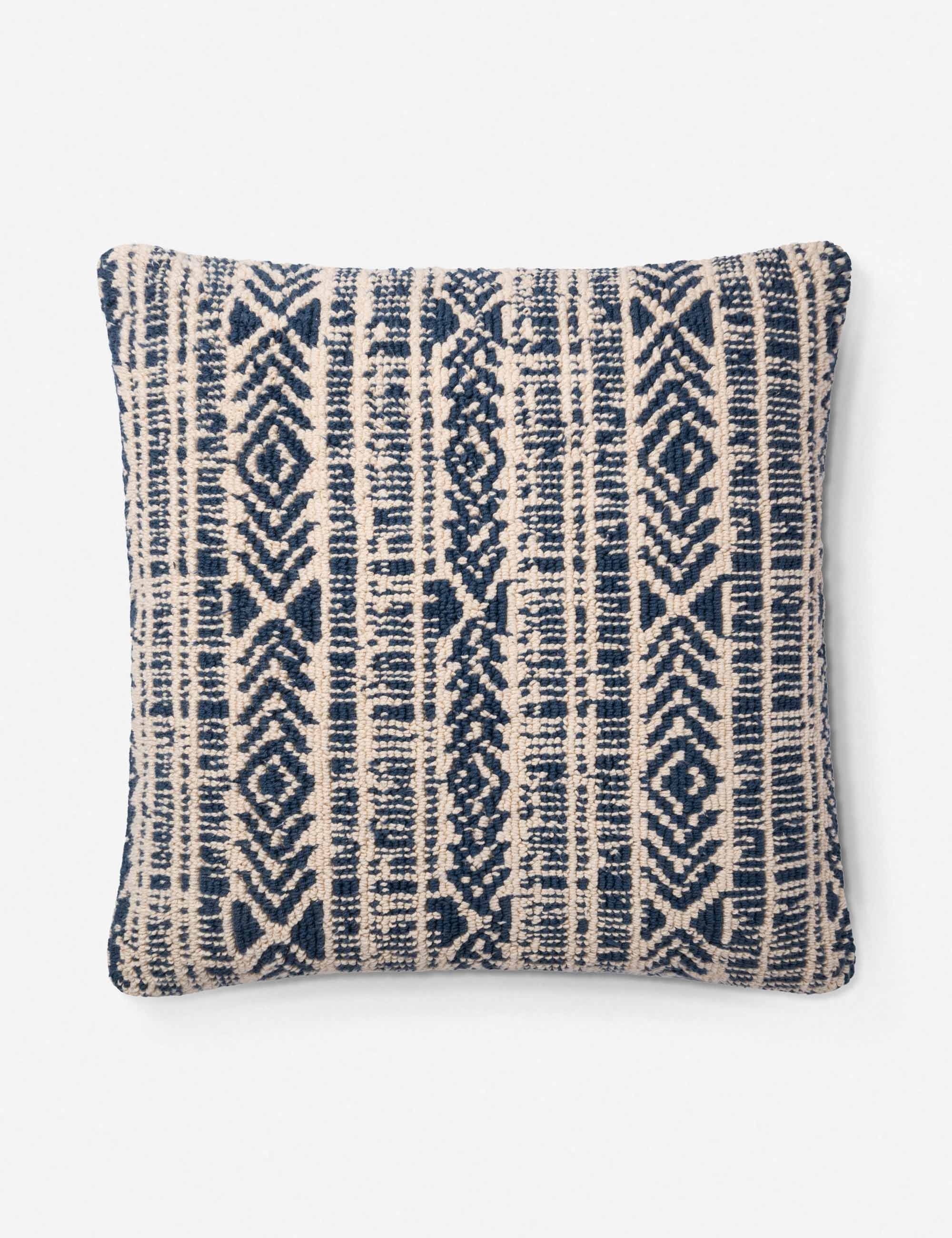 Ione Pillow, Navy and Ivory 22" x 22" - Image 0