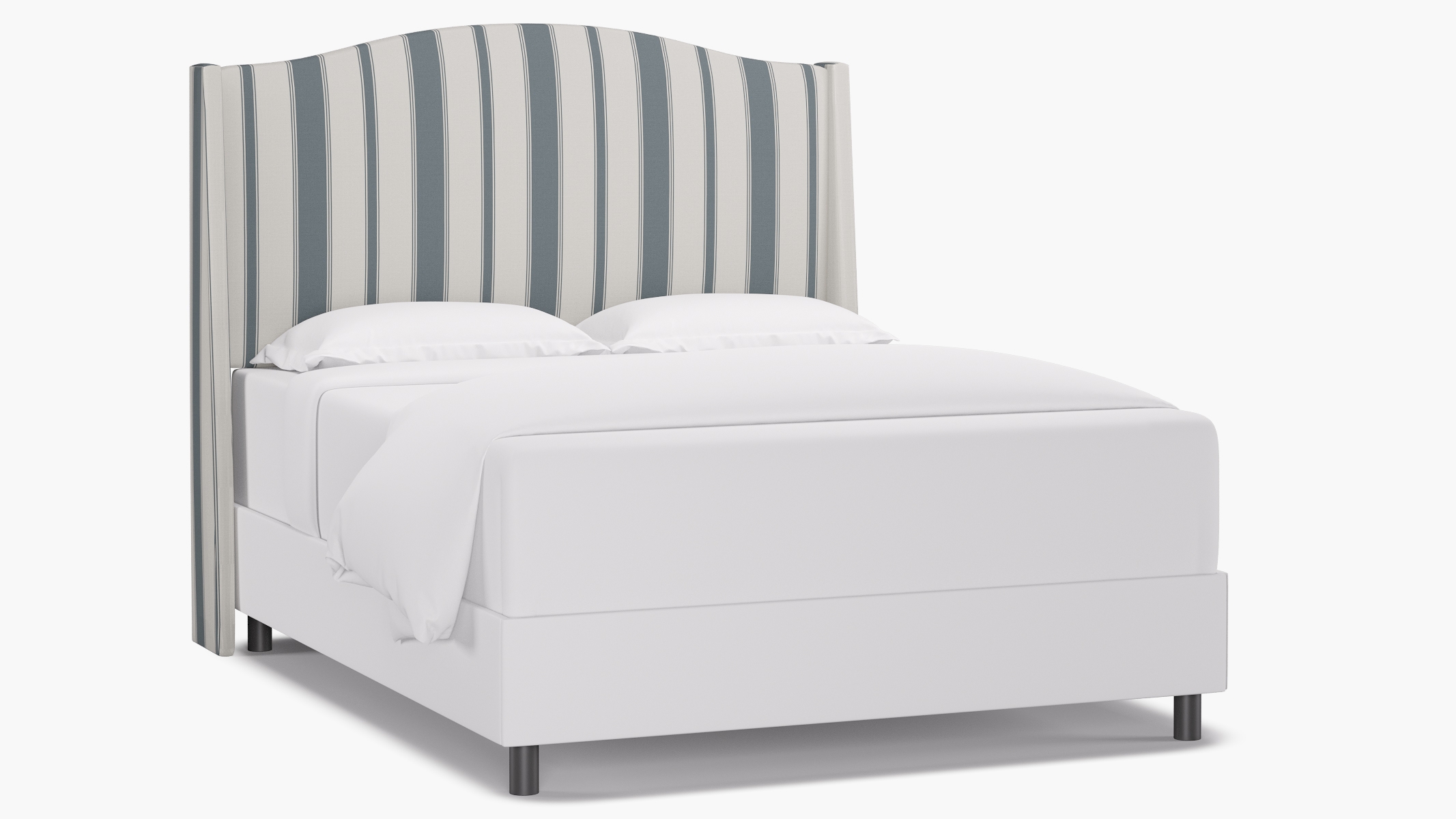 Classic Wingback Headboard, French Blue Clarence Stripe, Queen - Image 0