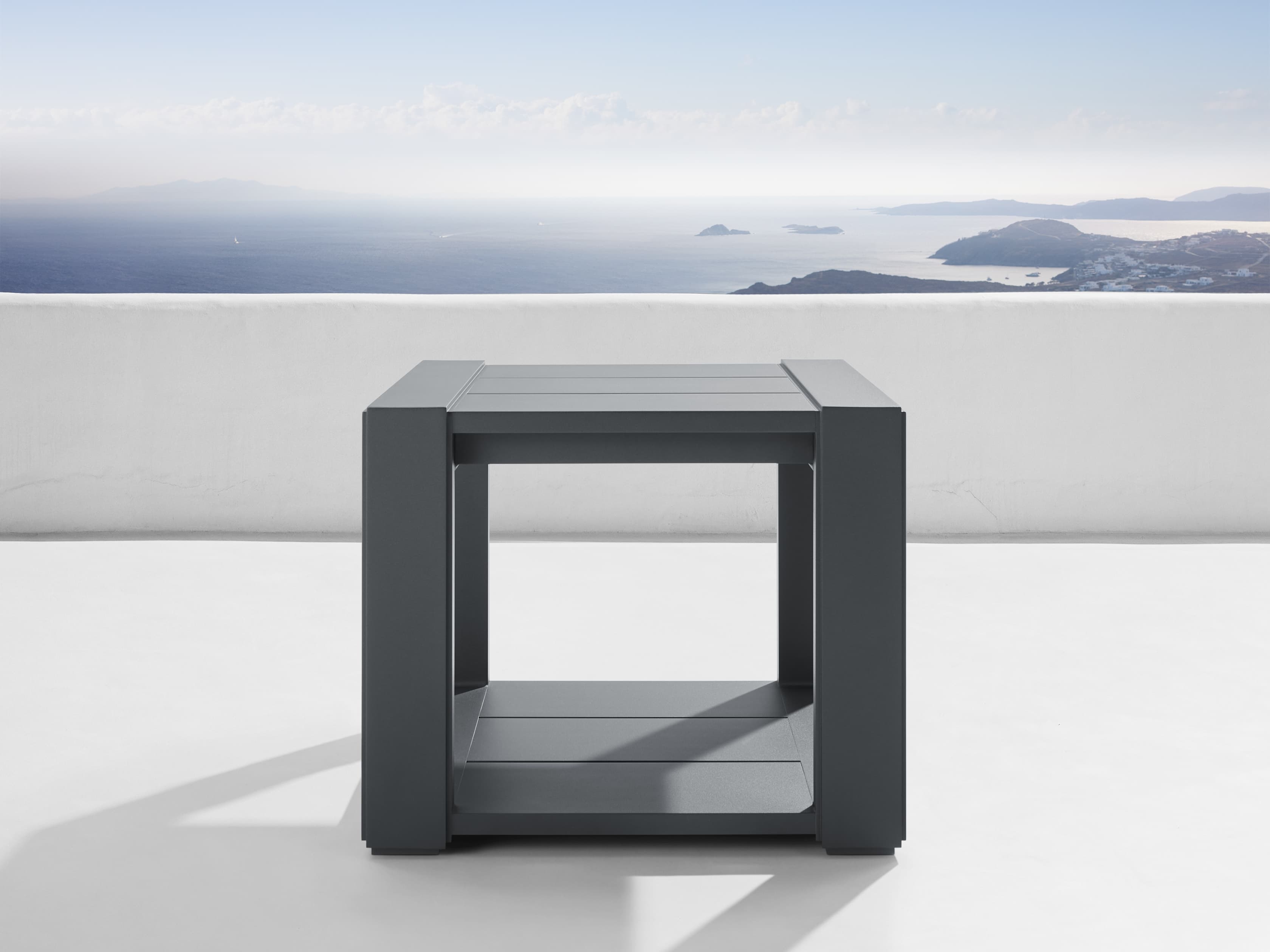 Canyon Outdoor End Table in Lava Grey Aluminum Gray - Image 0