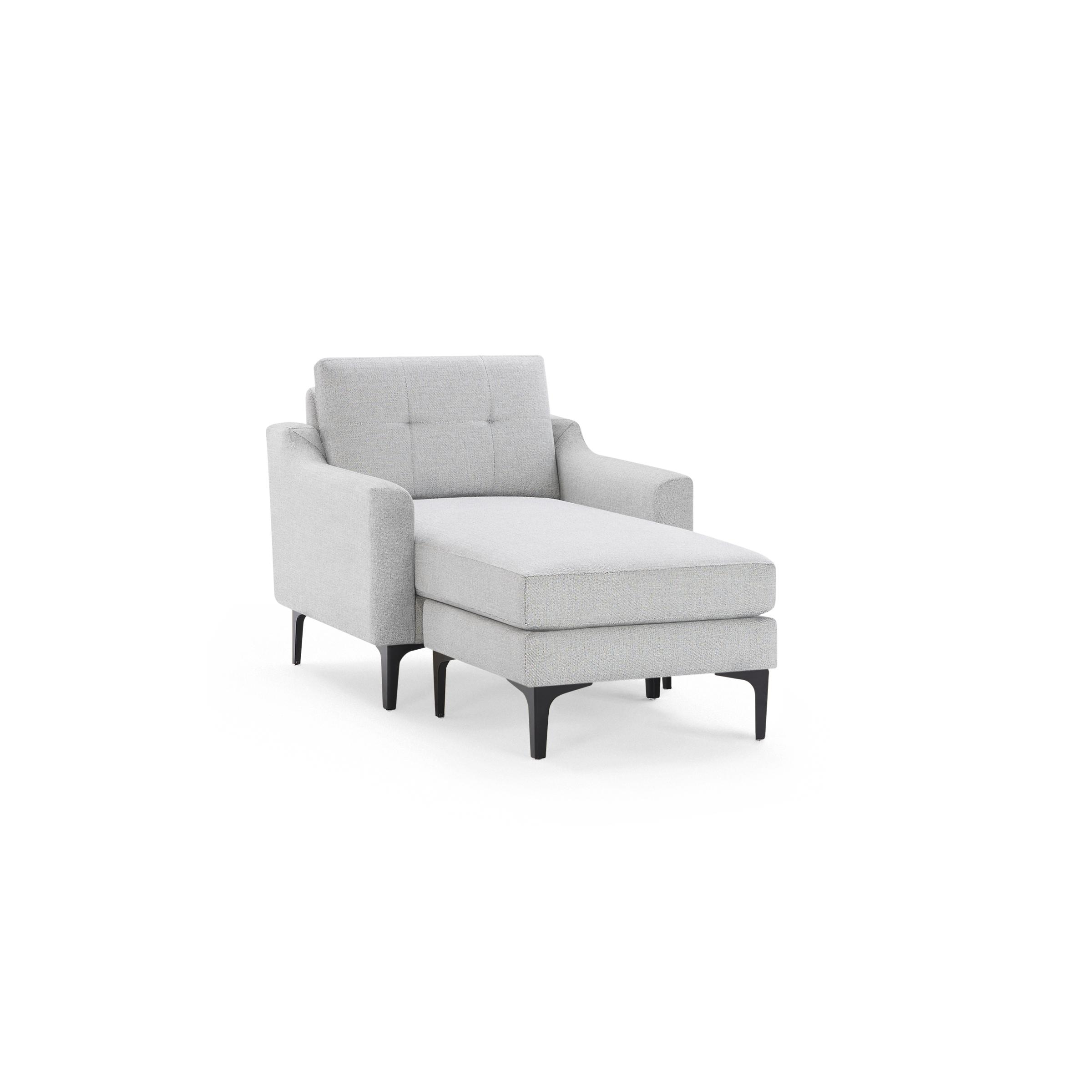 Nomad Armchair with Chaise - Crushed Gravel - Performance Chenille / Black - Metal / Slope - Image 1