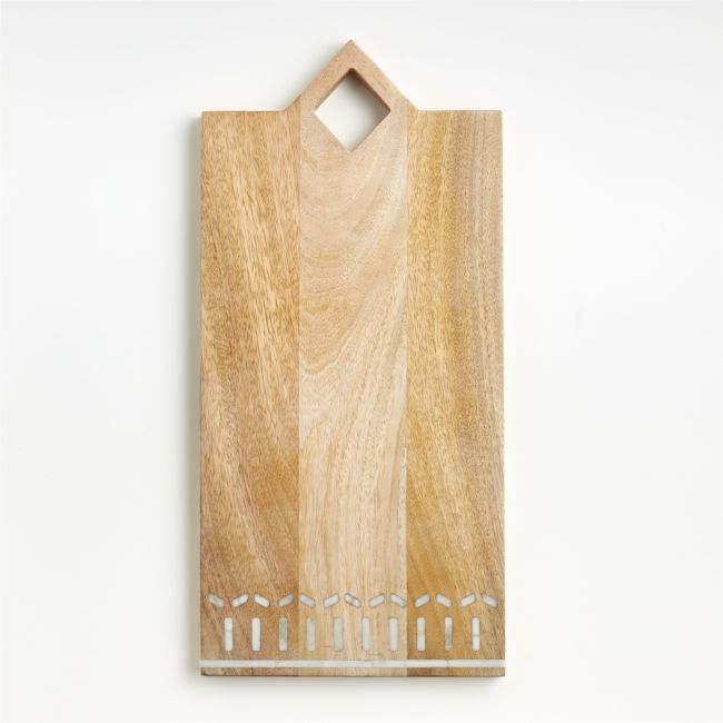 Isadore Rectangle Marble Inlay Wood Serving Board - Image 0