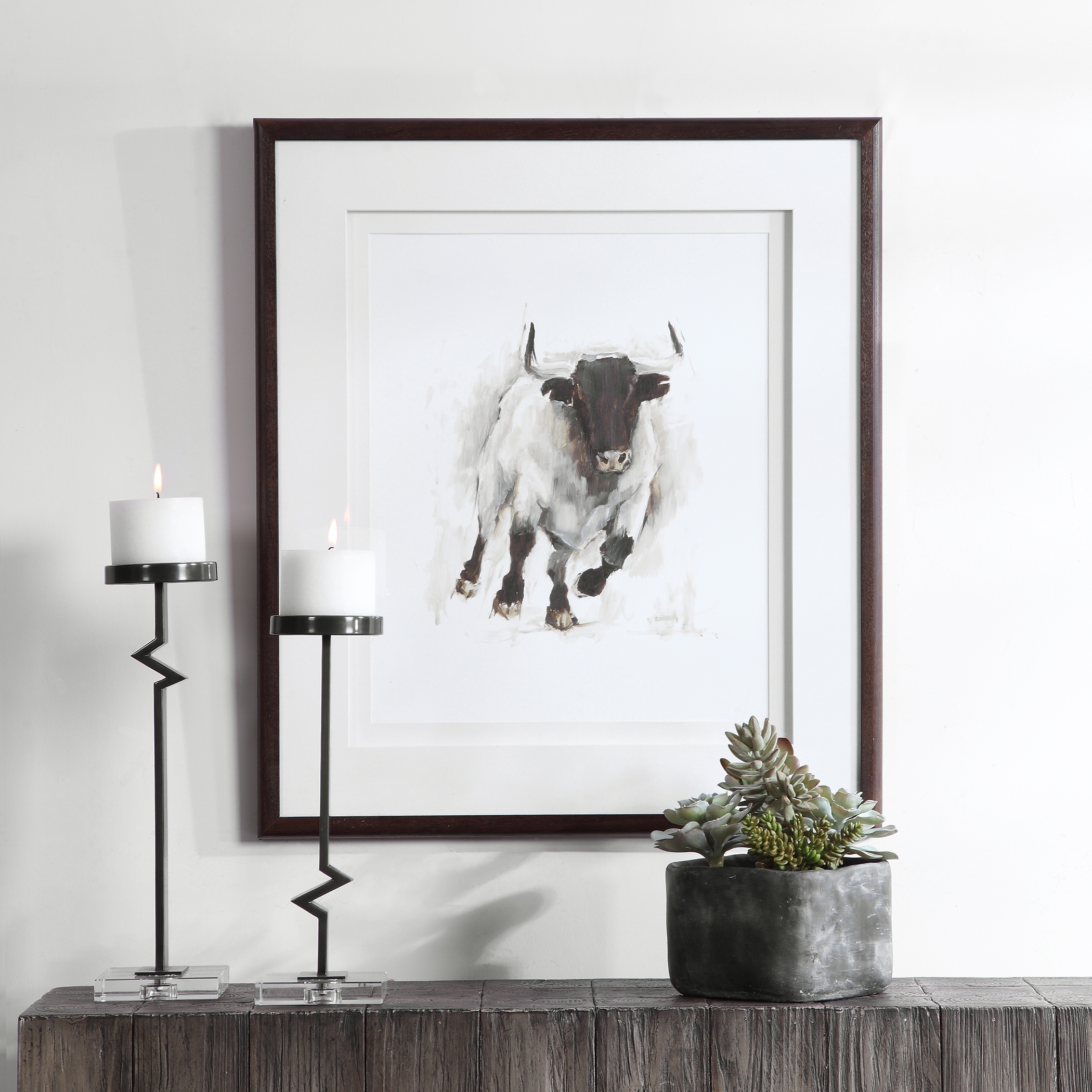 Rustic Bull Framed Animal Print - Image 0