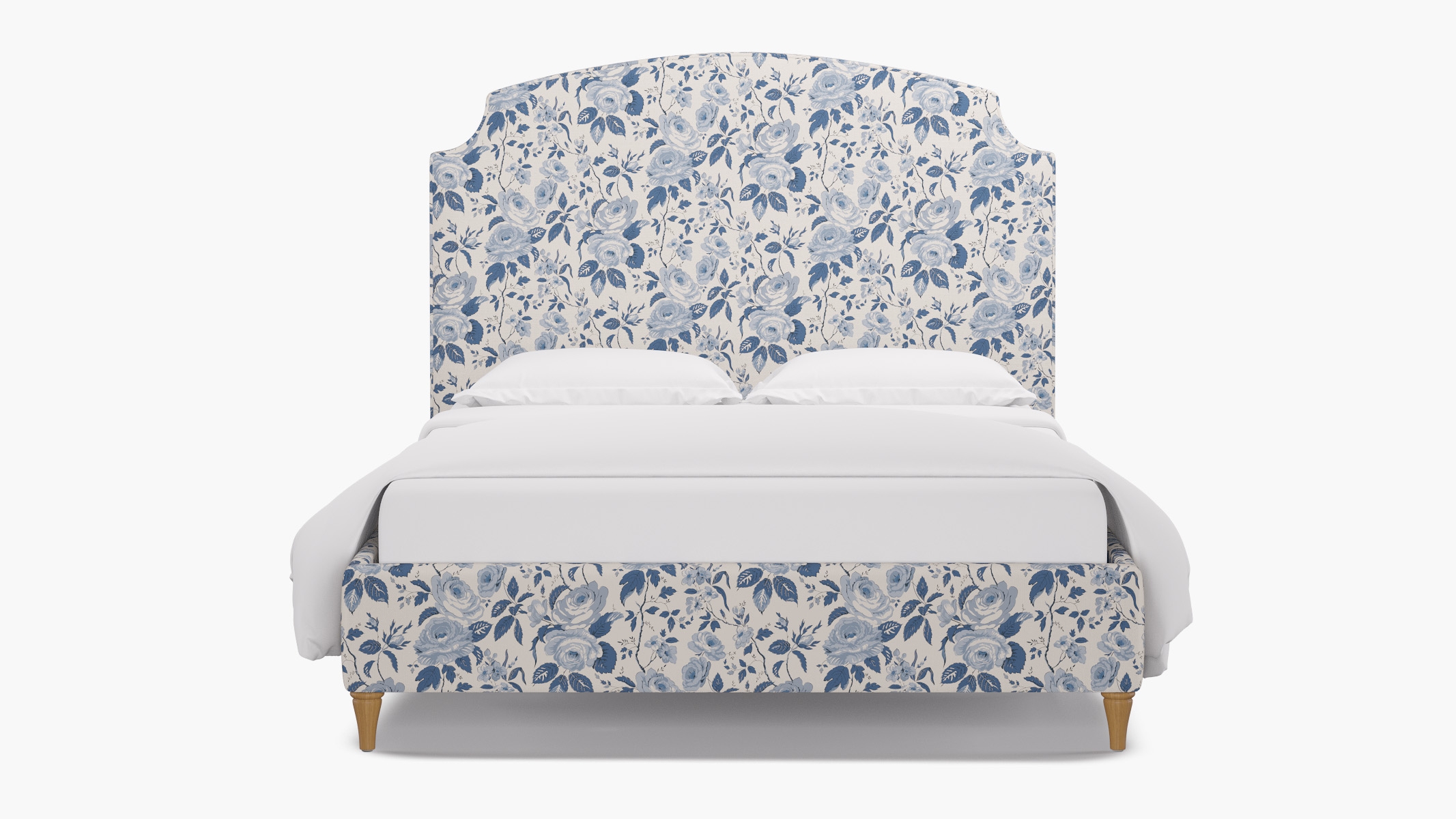 Cove Bed, Delft Chintz, Natural Decorative Tapered Leg, Twin - Image 0