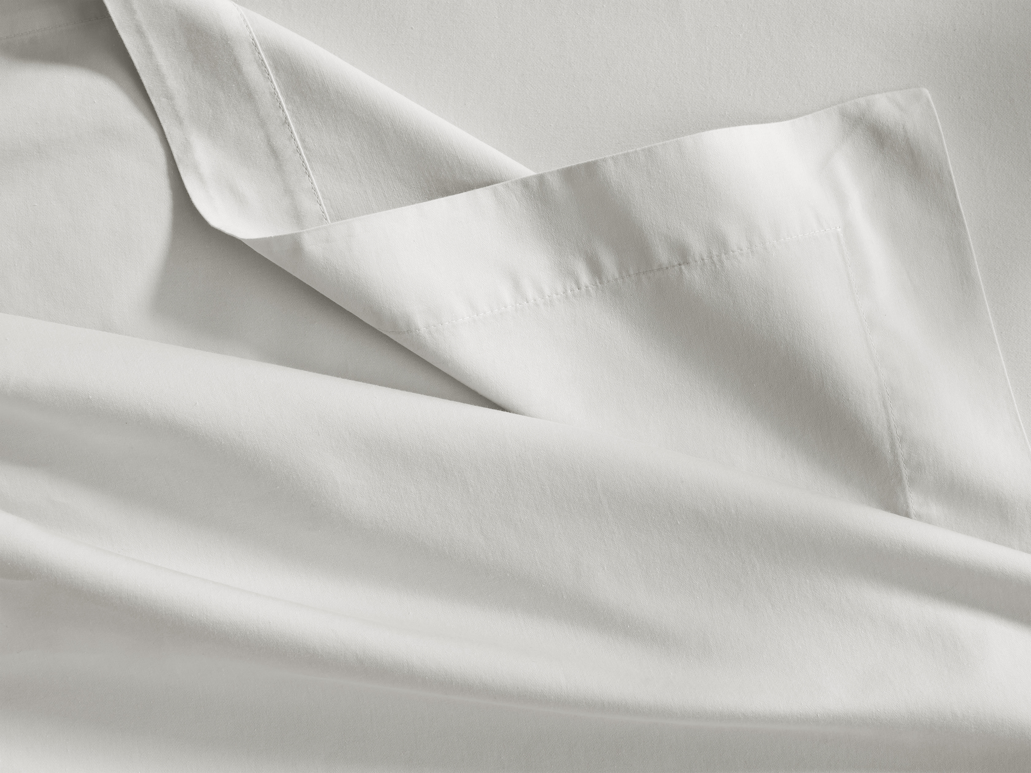 Italian Garment-Dyed Flat Sheet Sateen Queen in White - Image 0