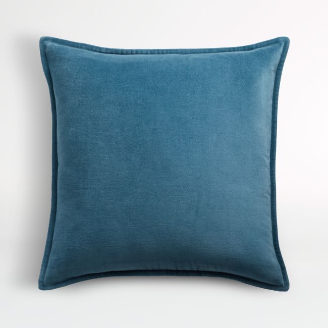 Teal 20"x20" Washed Organic Cotton Velvet Throw Pillow Cover - Image 0