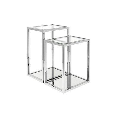 Amalie Glass Top Floor Shelf End Table Set with Storage - Image 0