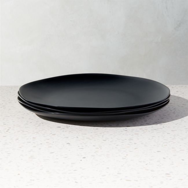 Pebble Matte Black Melamine Dinner Plate Set of 4 - Image 0