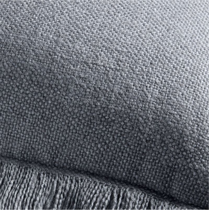 Casual Textured Fringe 23x23 Smoke Blue Throw Pillow with Feather Insert - Image 2