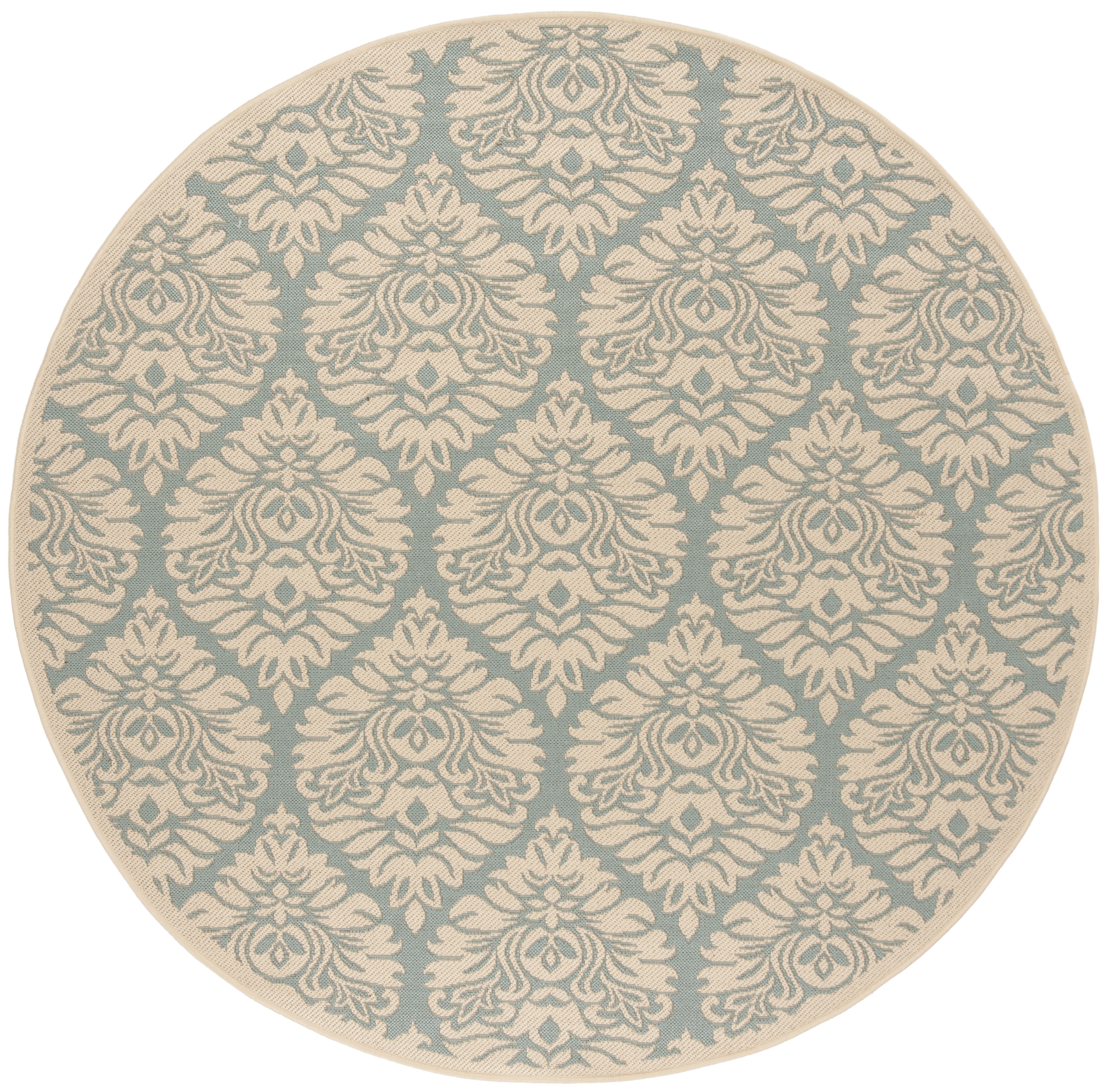Arlo Home Indoor/Outdoor Woven Area Rug, LND135K, Aqua/Cream,  6' 7" X 6' 7" Round - Image 0