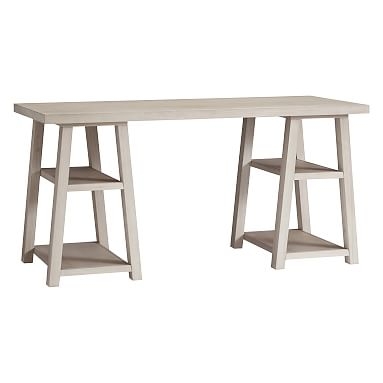 Customize-It Simple Trestle Desk, Brushed Fog, In-Home - Image 0