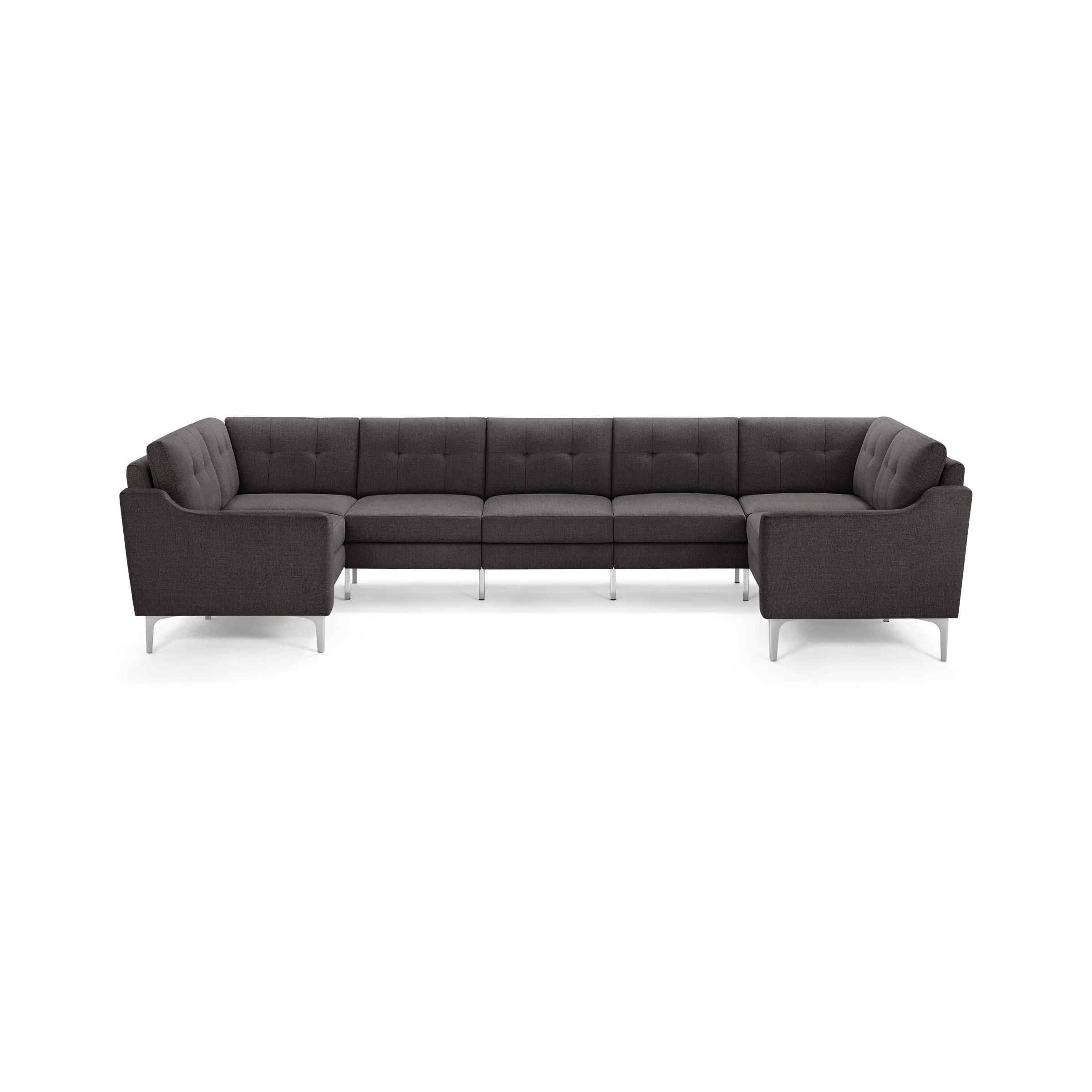 Nomad 7-Seat U Sectional - Heather Charcoal - Performance Chenille / Chrome - Metal / Slope - Image 0