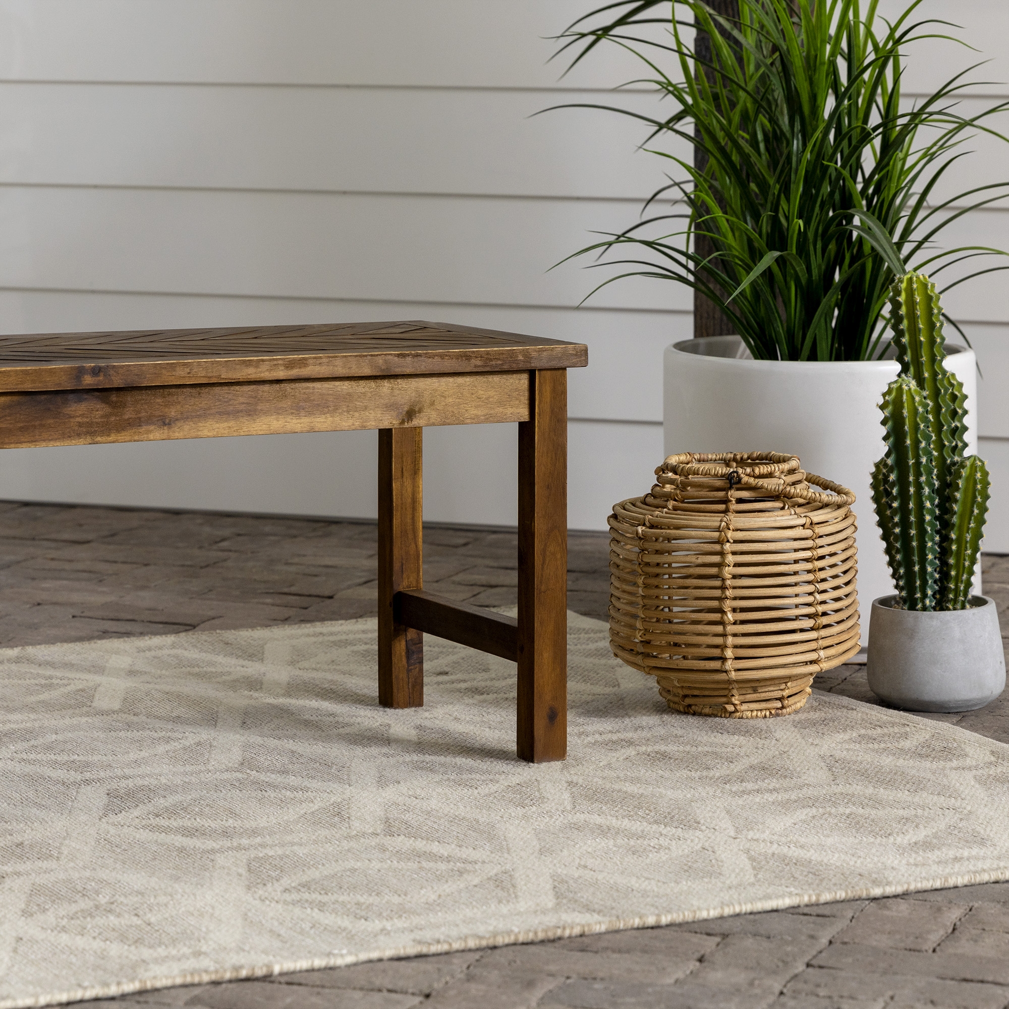 Vincent 53" Modern Patio Dining Bench - Dark Brown - Image 6