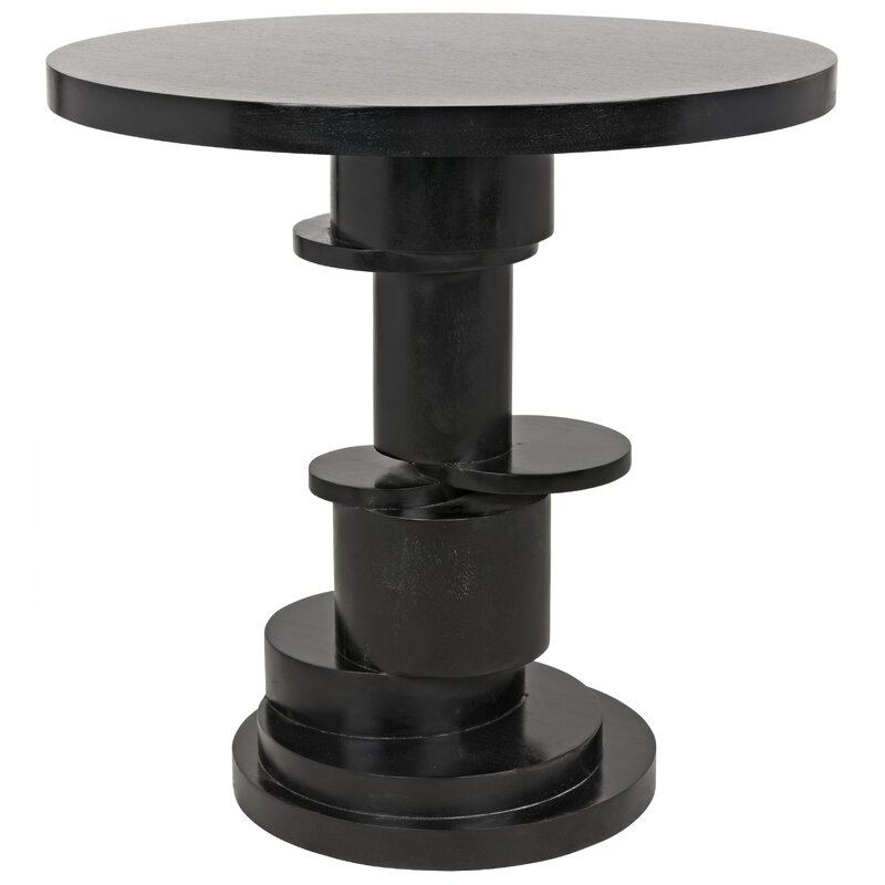 Noir Hugo Solid Wood Pedestal End Table - Image 0