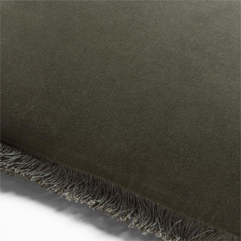 Bettie Forest Green Velvet Lumbar Pillow Cover 23''x11'' - Image 1