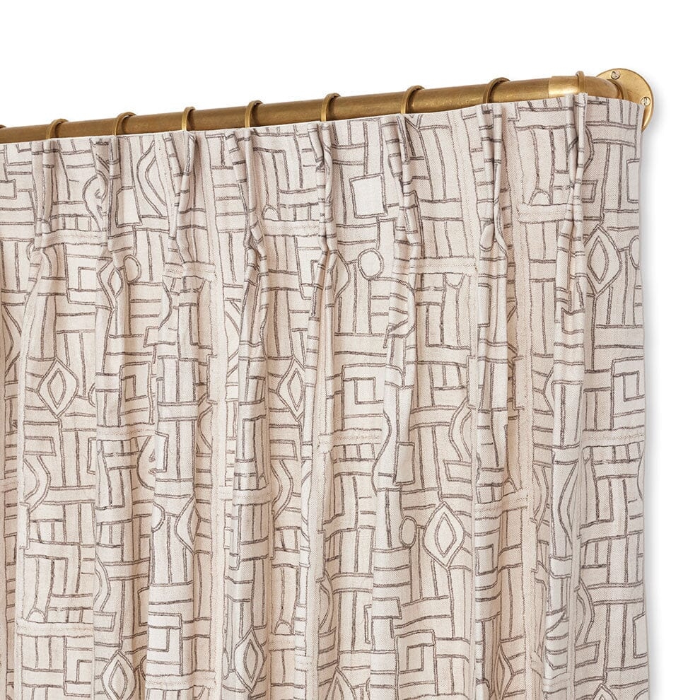 Ecru Maze Kuba Cloth French Pleat Curtain - Image 0