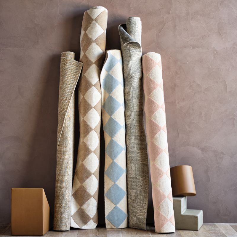 Checkerboard Blue Wool Kids Area Rug 9'x12' - Image 1