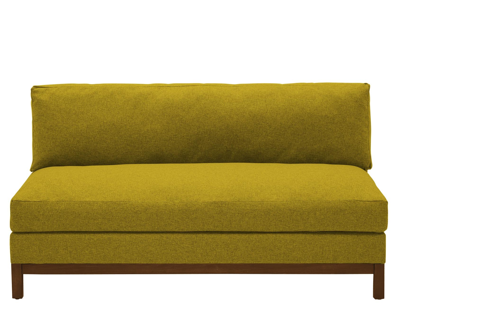 Yellow Arwen Mid Century Modern Armless Sofa - Bloke Goldenrod - Mocha - Image 0