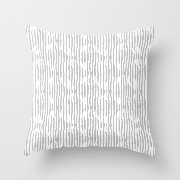 Zen Circles Block Print In Grey Throw Pillow by House Of Haha - Cover (16" x 16") With Pillow Insert - Indoor Pillow - Image 0