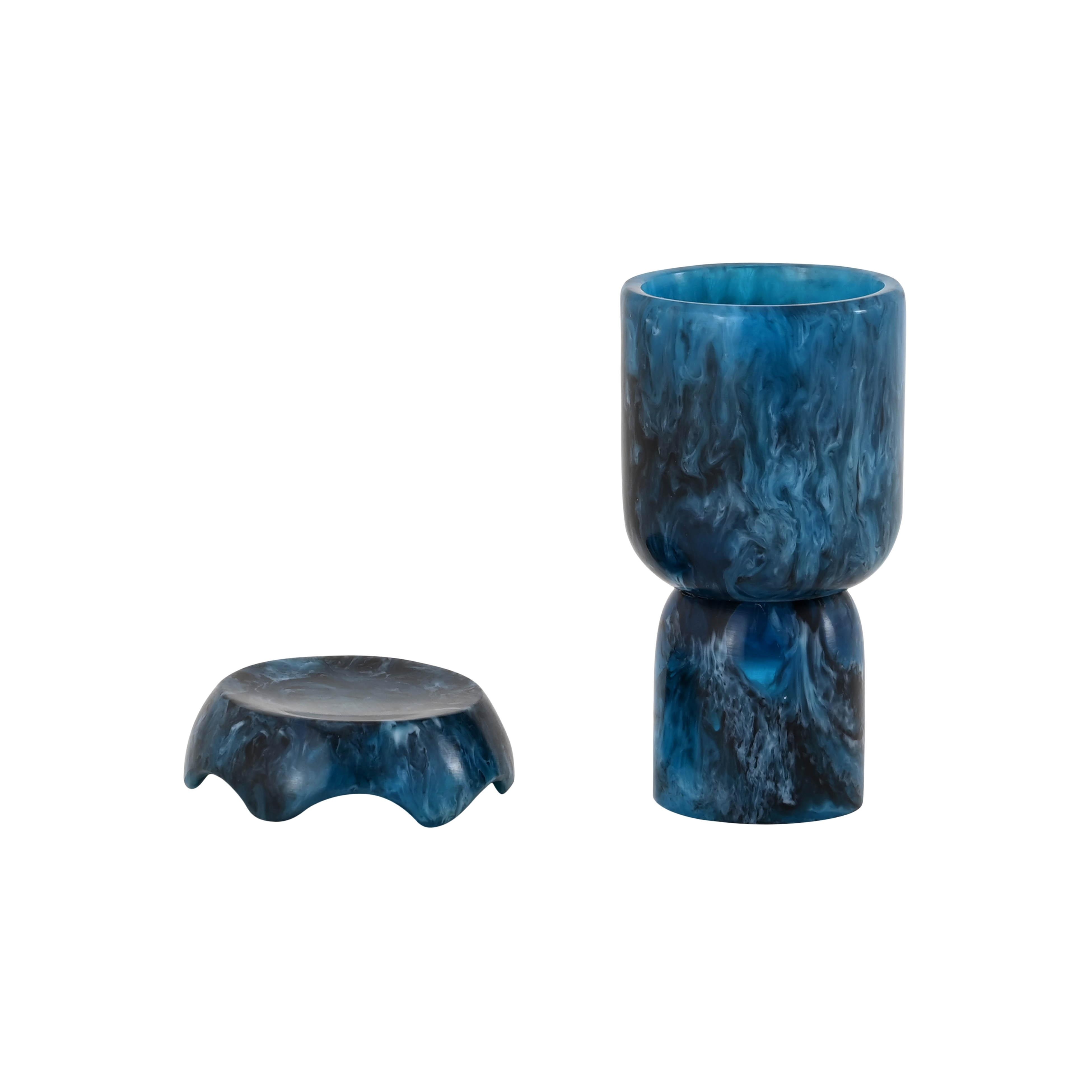 Platform Blue Swirl Resin Kiddush Cup - Image 2