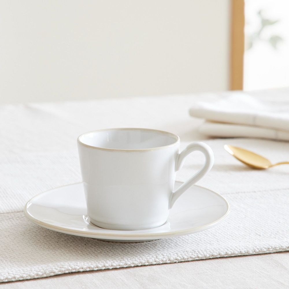 Astoria Tea Cup & Saucer, Set of 4, White & Cream - Image 0