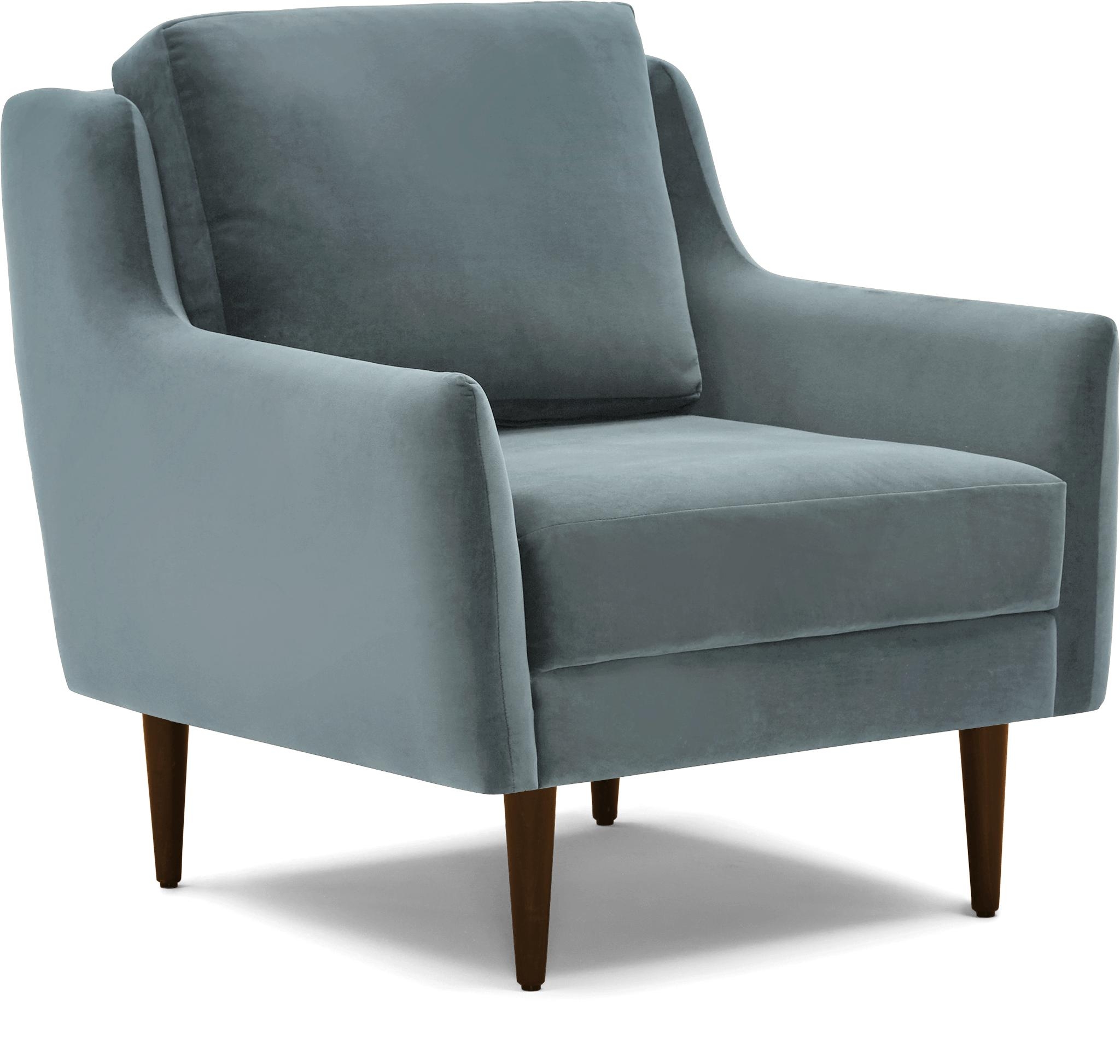 Blue Bell Mid Century Modern Chair - Plush Mist - Mocha - Image 1