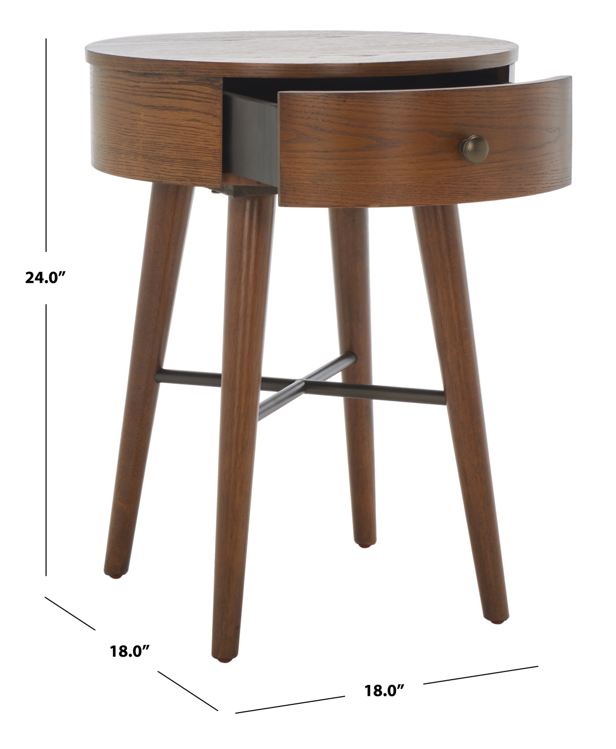 Scully 1 Drawer Nightstand - Medium Oak / Antique Gold - Safavieh - Image 9