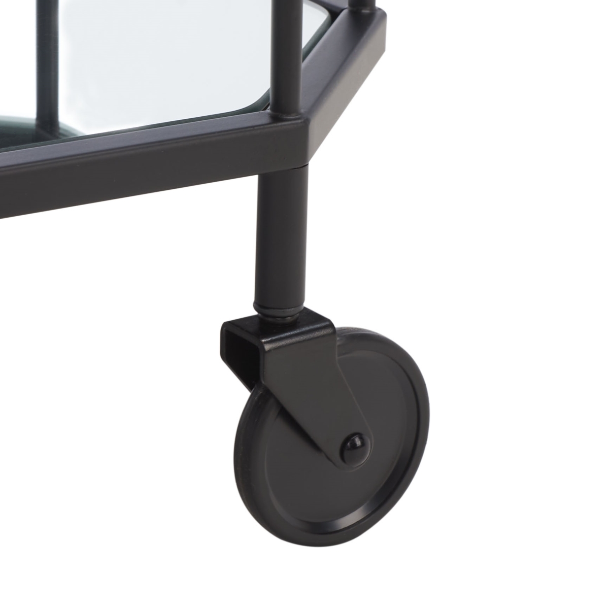 Silva 2 Tier Octagon Bar Cart - Matte / Black - Safavieh - Image 3