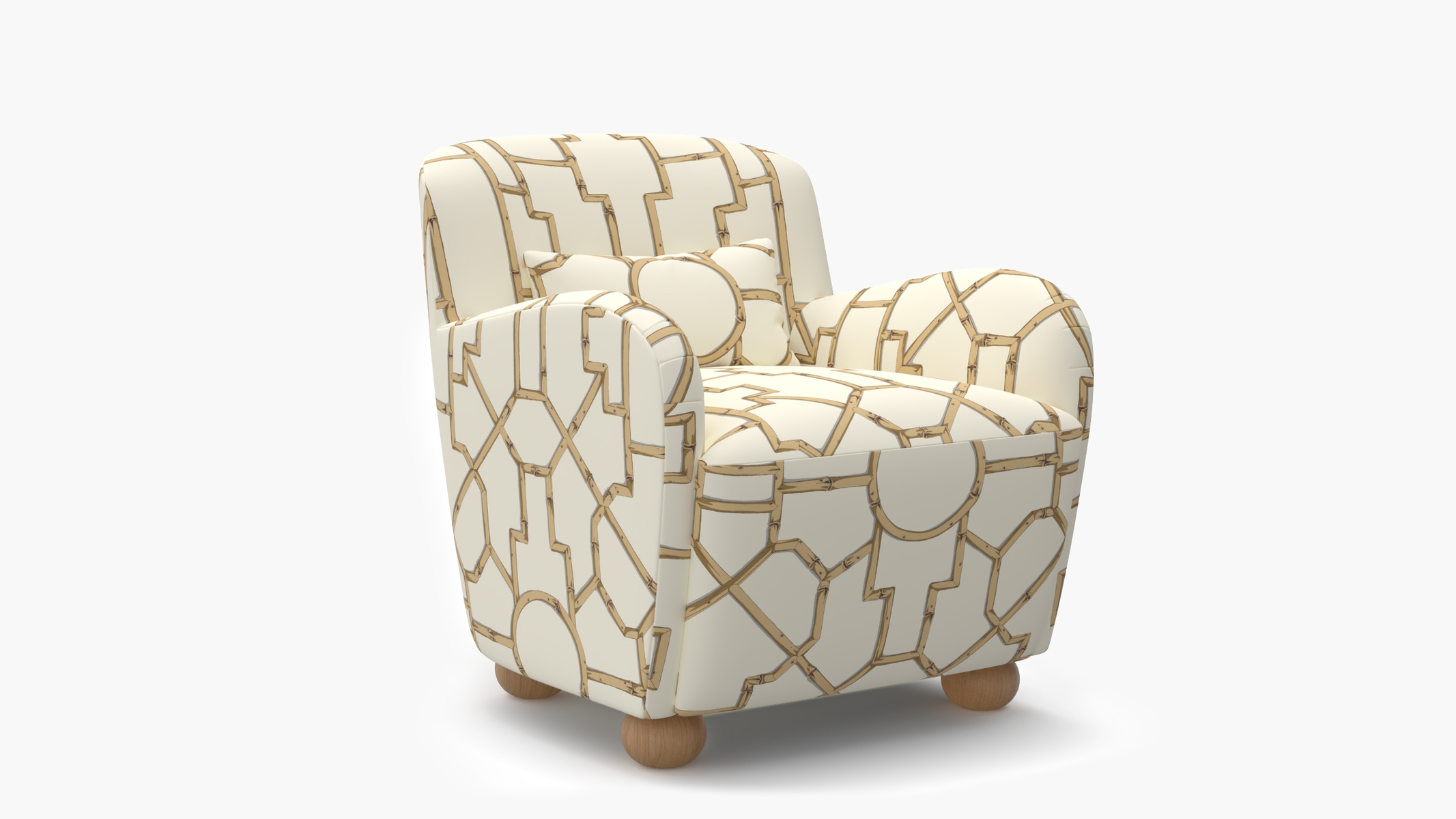 Club Chair, Tan Baldwin Bamboo, Natural Bun Foot - Image 1