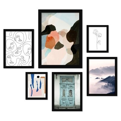 'Contemporary Mixed-Art' - 6 Piece Picture Frame Graphic Art Set - Image 0