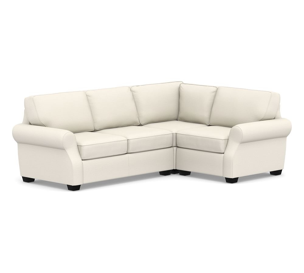 SoMa Fremont Roll Arm Upholstered Left Arm 3-Piece Corner Sectional, Polyester Wrapped Cushions, Performance Heathered Tweed Ivory - Image 0
