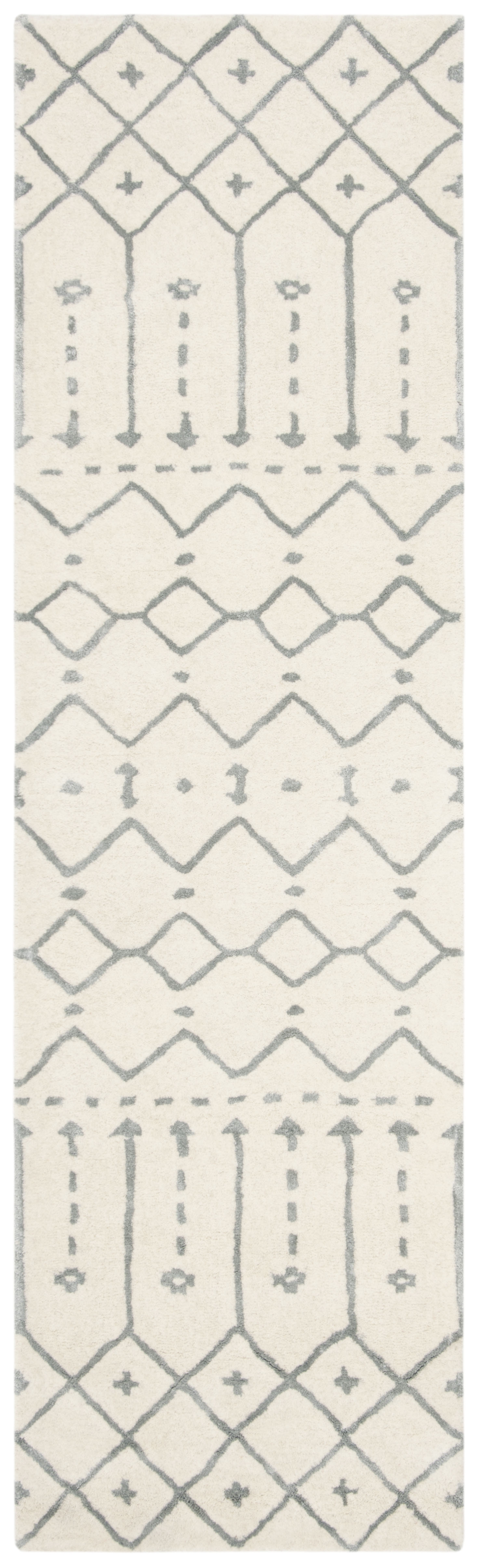 Arlo Home Hand Tufted Area Rug, HIM903F, Ivory/Grey,  2' 3" X 8' - Image 0