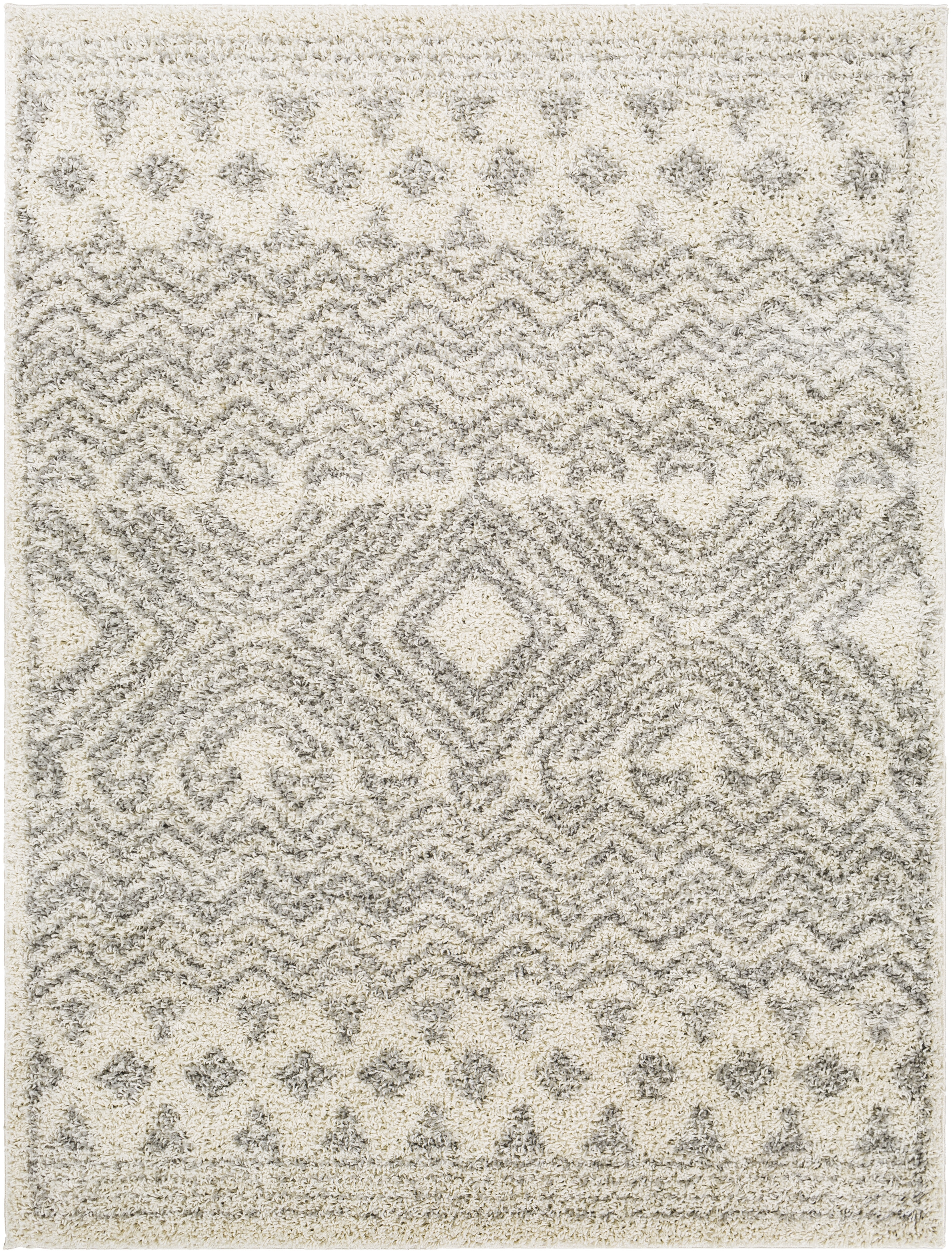 Taza Shag Beige Indoor 5'3" x 7' Machine Woven Rug - Image 0