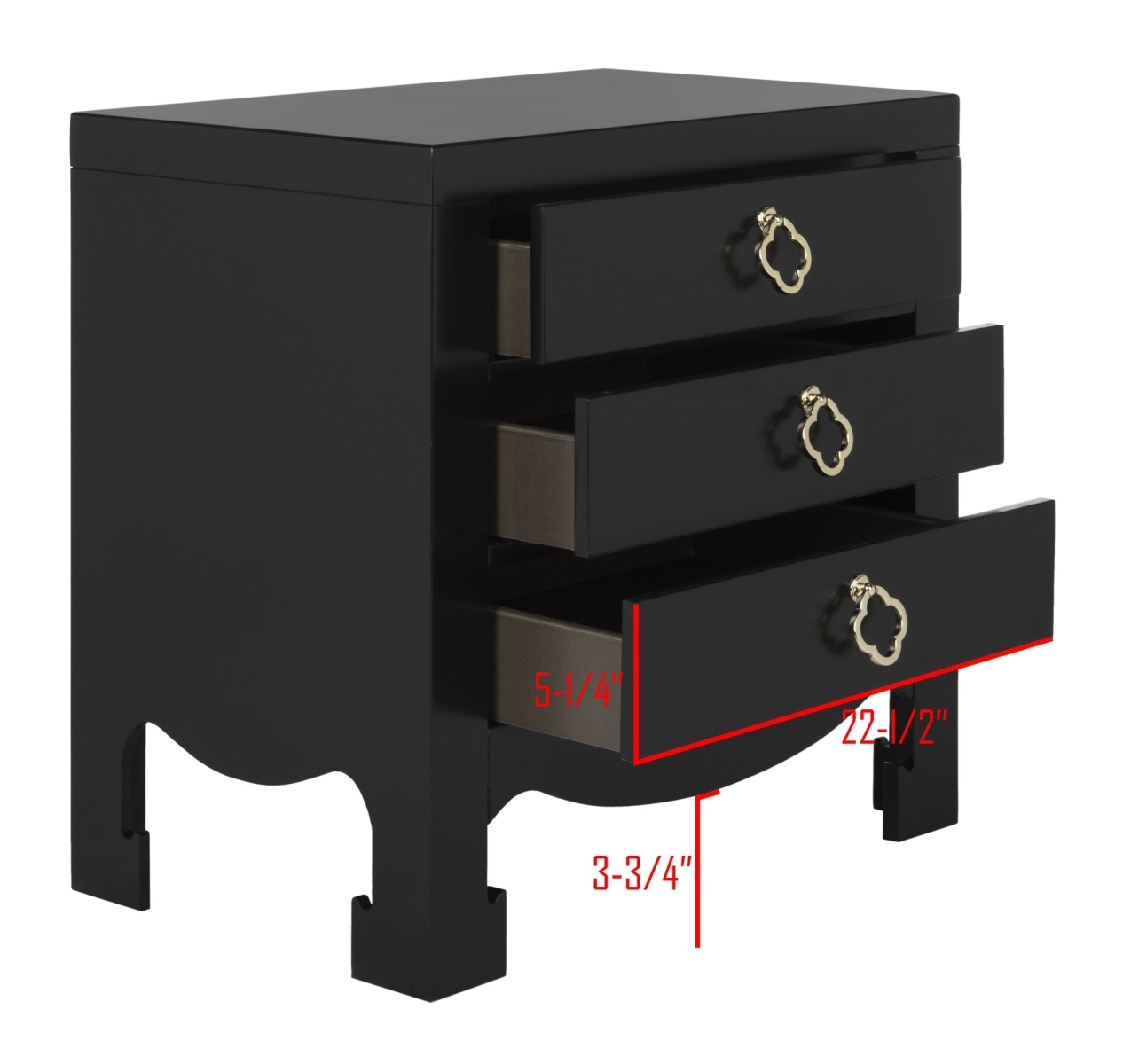 Nero 3 Drawer Nightstand - Black - Safavieh - Image 6