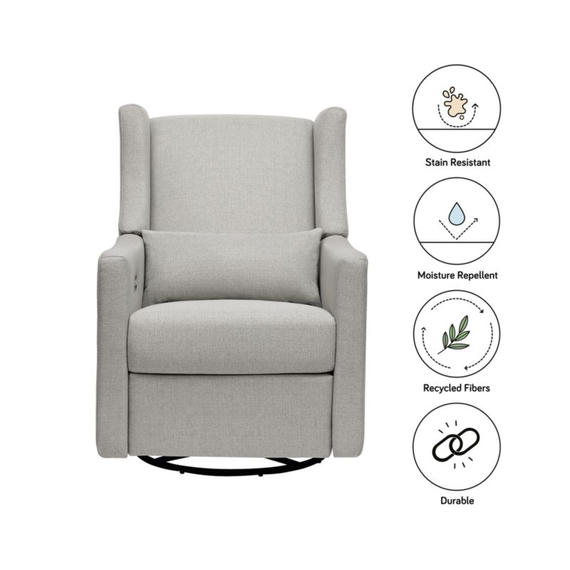 Babyletto Kiwi Gray Power Recliner in Eco-Performance Fabric, Twill - Image 3