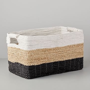 Storage Basket, Console, White/Natural/Peppercorn - Image 0