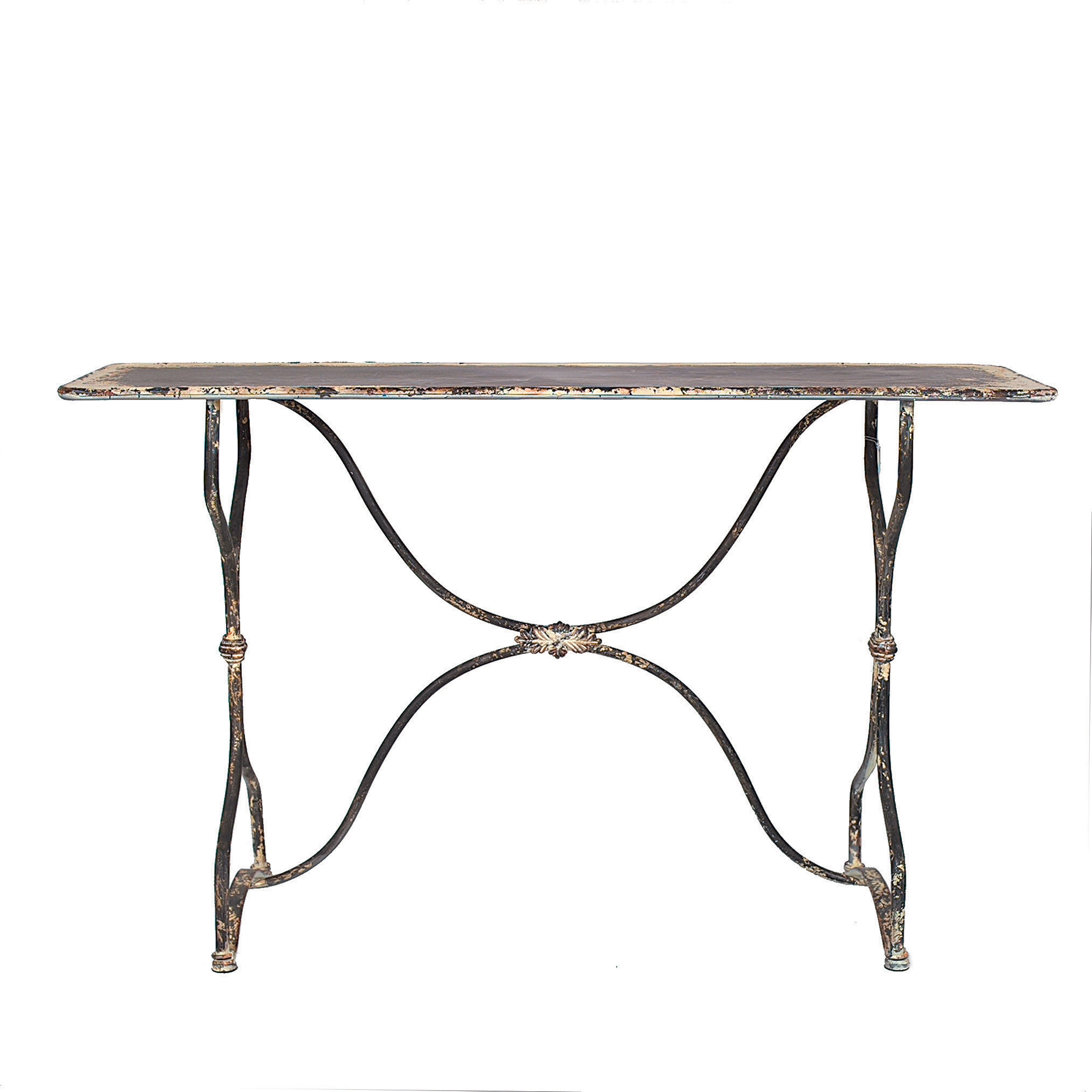 Distressed Black & White Metal Table - Image 0