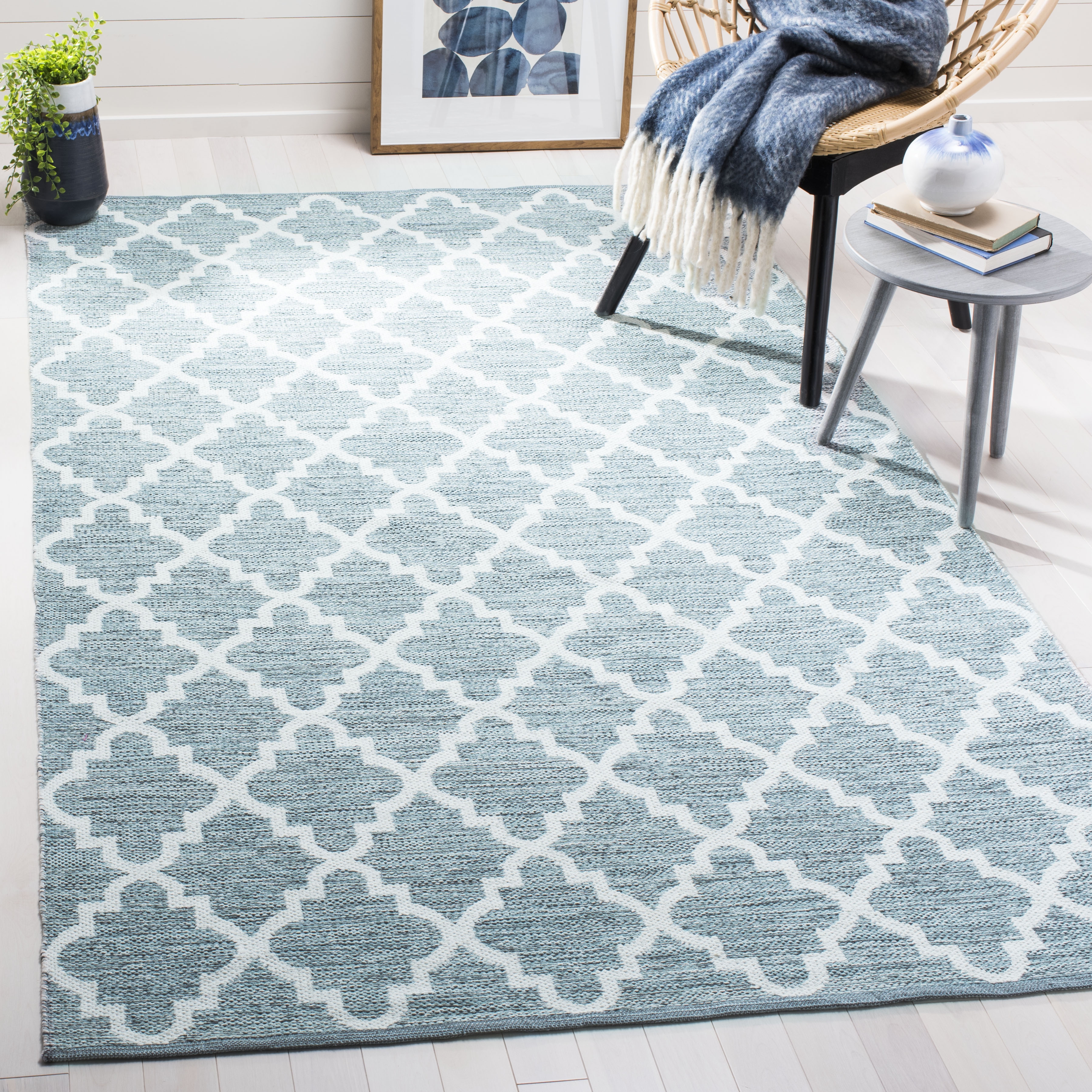 Arlo Home Hand Woven Area Rug, MTK611T, Mint/Ivory,  5' X 8' - Image 1