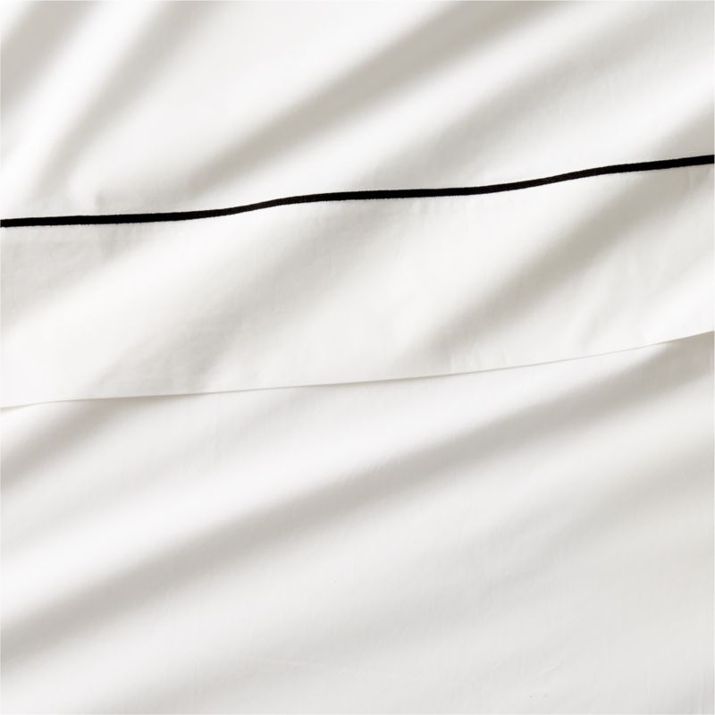 Marisal Organic Cotton 400 Thread Count Percale White and Black King Pillowcases Set of 2 - Image 1