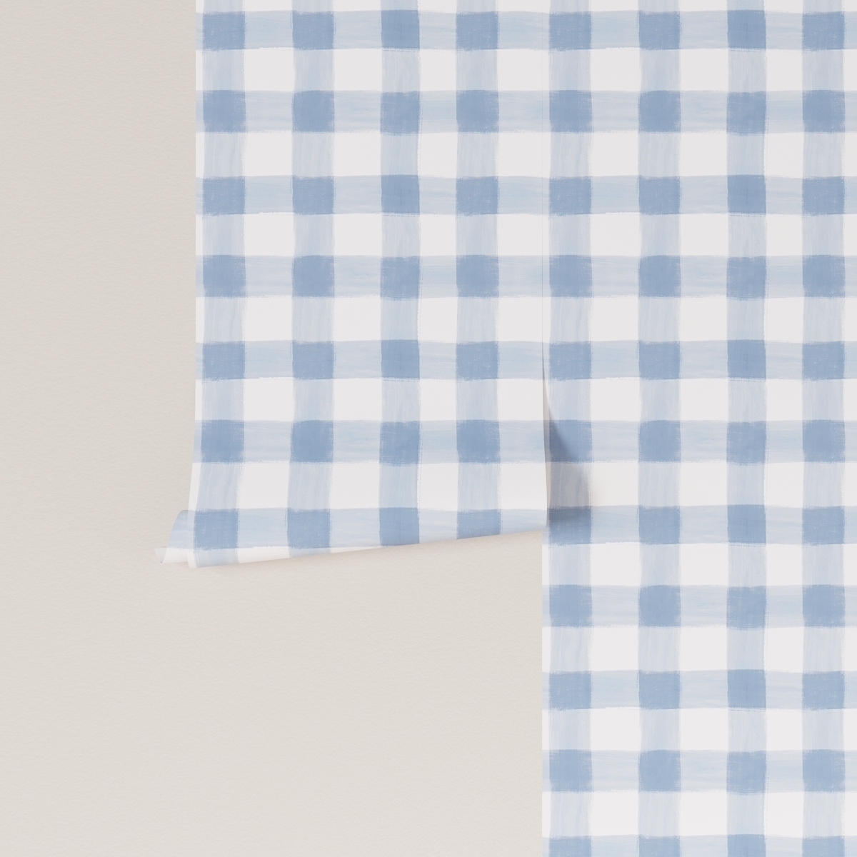 Peel and Stick Wallpaper Roll, Chambray Painted Check - Image 1