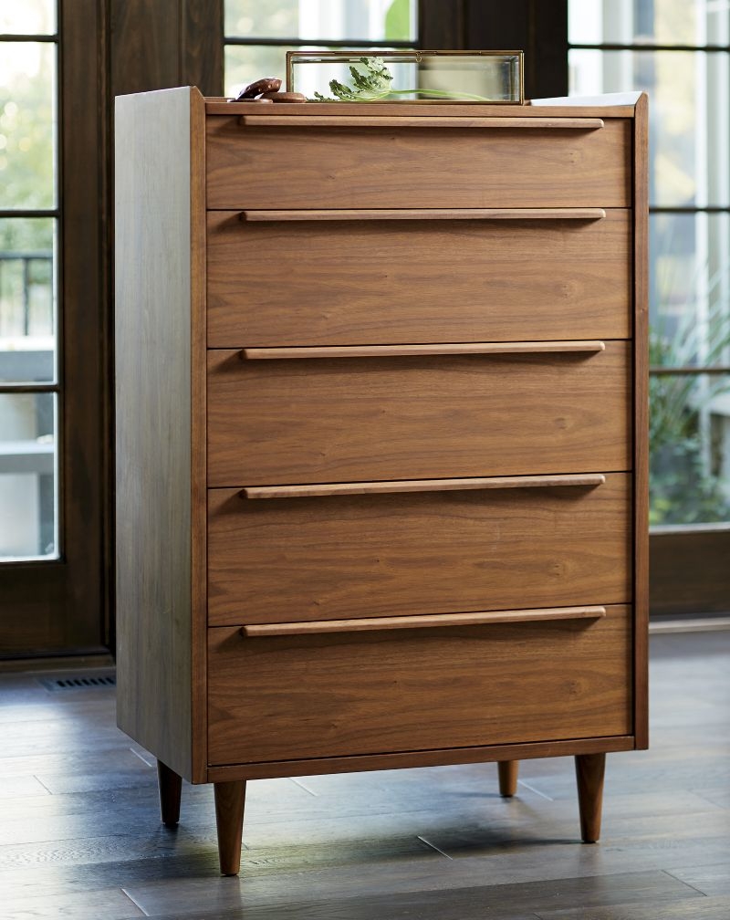 Tate 32" Walnut 5-Drawer Tall Dresser - Image 3