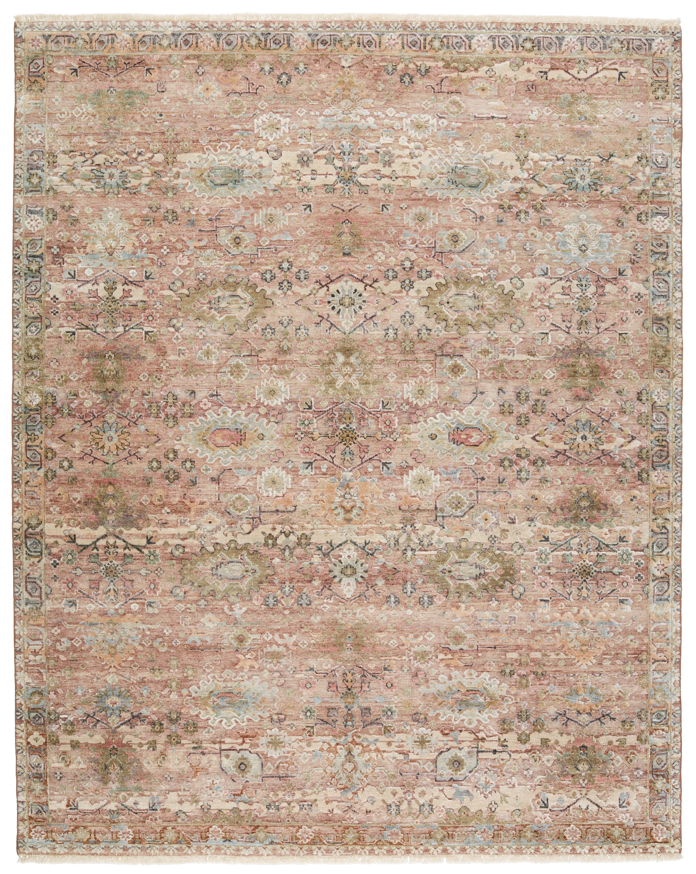 Designer Edit Ysa Hand-Knotted Medallion Pink/ Tan Area Rug (8'X10') - Image 0