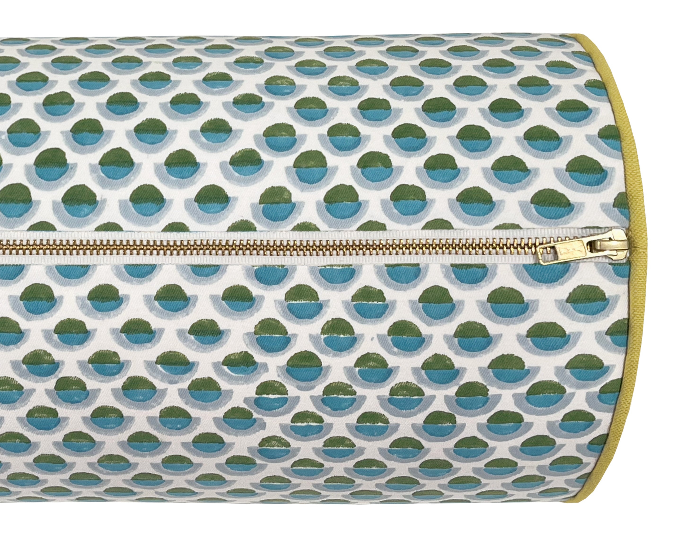 OCS X LDC II | BOLSTER | SERENA DUGAN : OLGA // OCEAN BLOCK PRINT + CLASSIC LINEN // CHARTREUSE CORDING - TWIN // 9" X 24" - Image 5