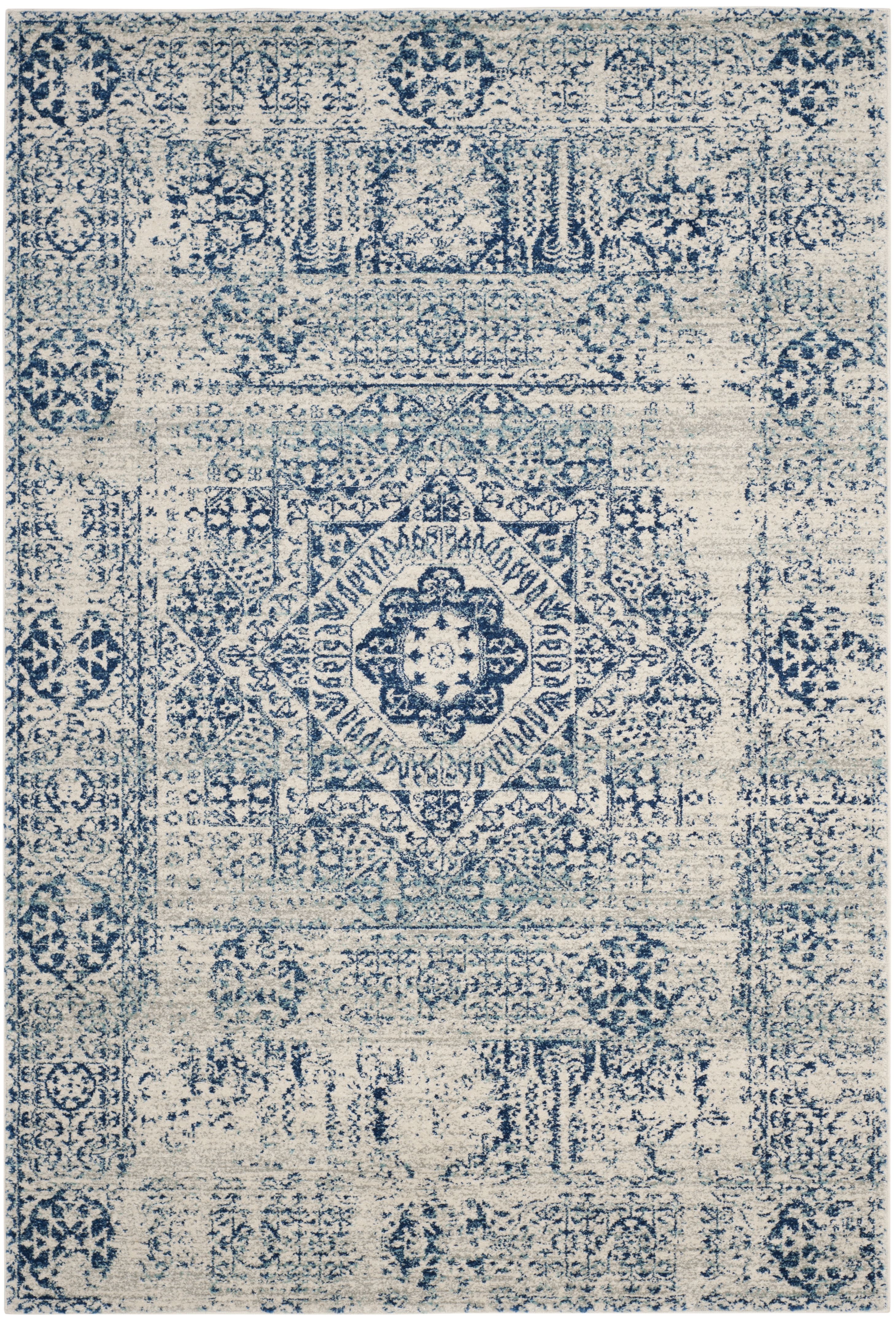Arlo Home Woven Area Rug, EVK260C, Ivory/Blue,  8' X 10' - Image 0