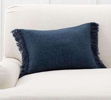 Boucle Lumbar Pillow Cover, 14 x 20", Midnight - Image 0
