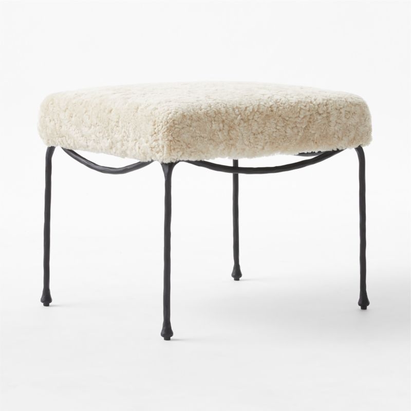 Journey Cream Shearling Stool - Image 1
