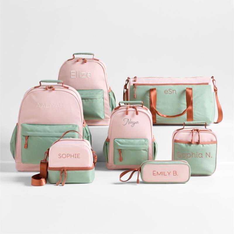 Dreamer Pink and Mint Green Colorblock Kids Duffel Bag - Image 6